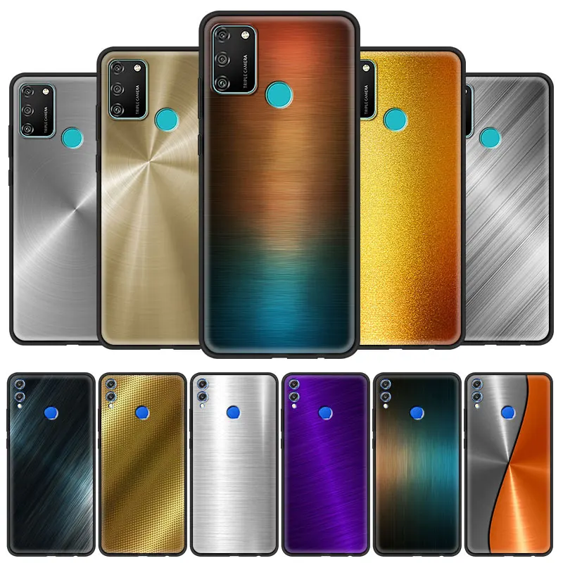 

Dark Brushed Metal Texture Cell Phone Case for Huawei Y7 Y6 Y9 2019 Y6p Honor 9X 20 9A 8X 30i 9S 8S 10 Lite 30 Pro Play 9C Cover