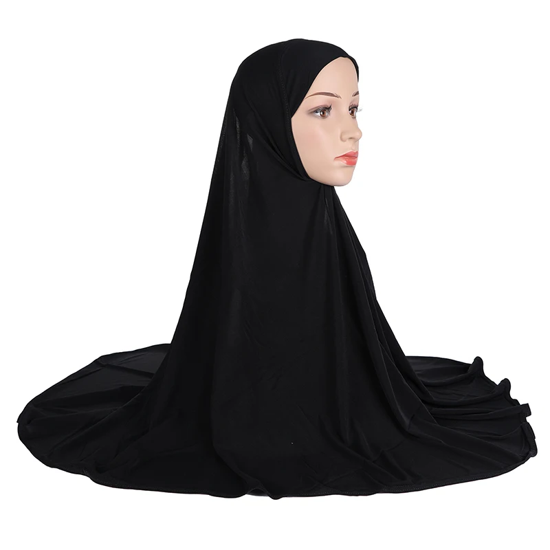 H023a pianura hijab musulmano di grandi dimensioni amira pull on sciarpa islamica vendita calda foulard ramadan prega cappelli copricapo scialle