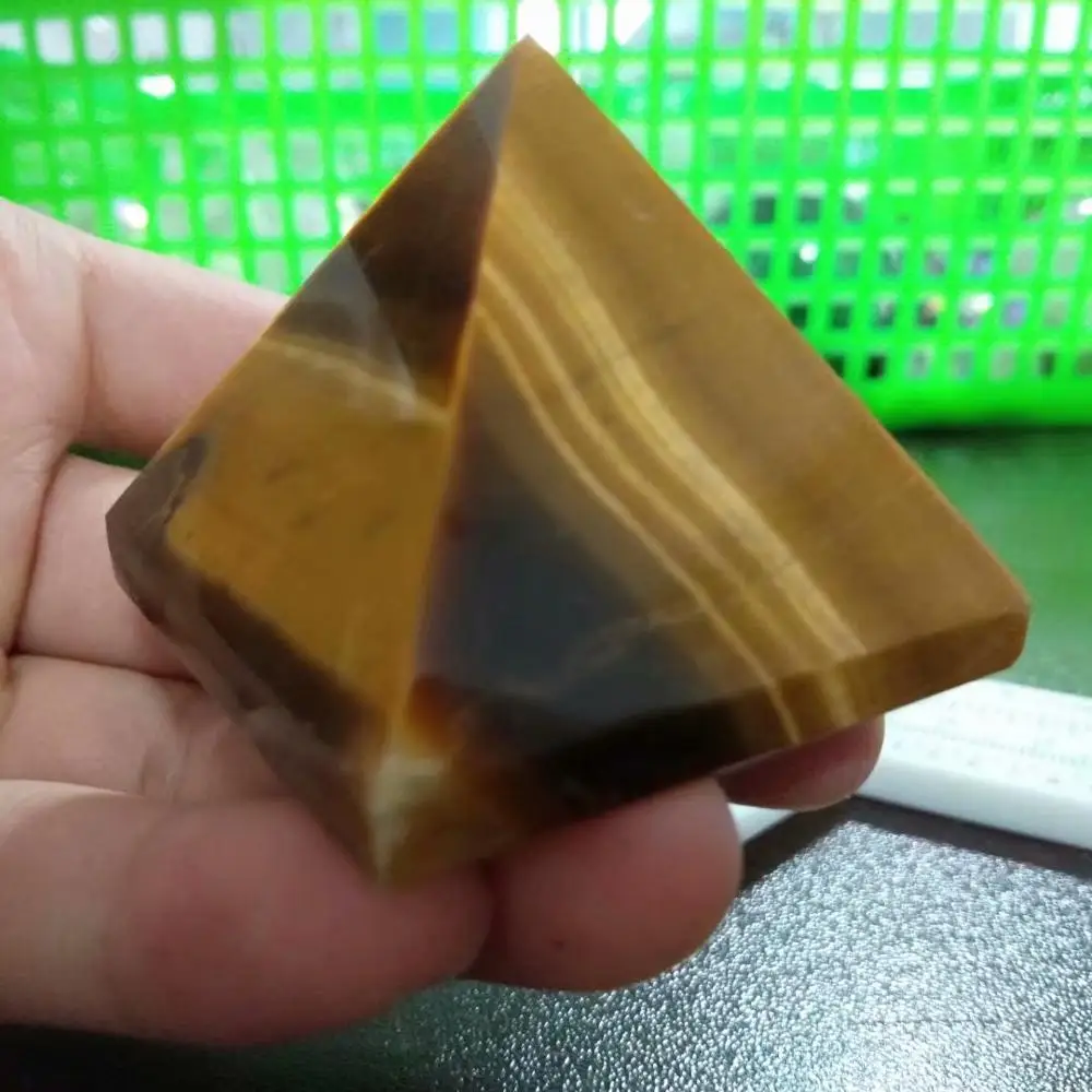 

1pc 35-40mm Natural Tigers Eye Quartz Crystal Pyramid Healing