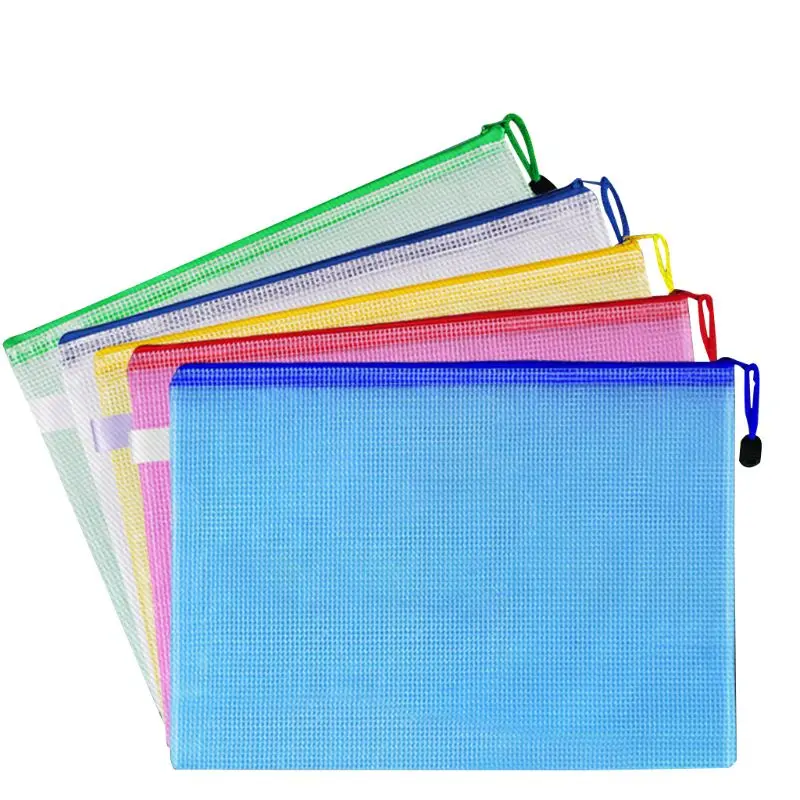 

A4 Size Mesh Document File Bags Storage Pouch with Zipper for Cosmetics Offices