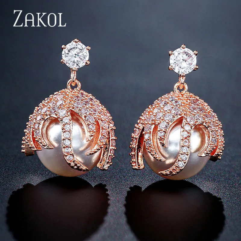ZAKOL новые корейские Роскошные висячие серьги с фианитом для женщин модные