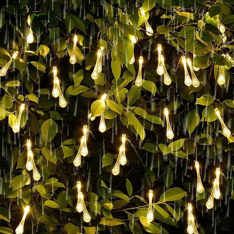 

100 LED Solar String Lights Waterproof Raindrop String Fairy Lights for Patio Garden Holiday Decorations