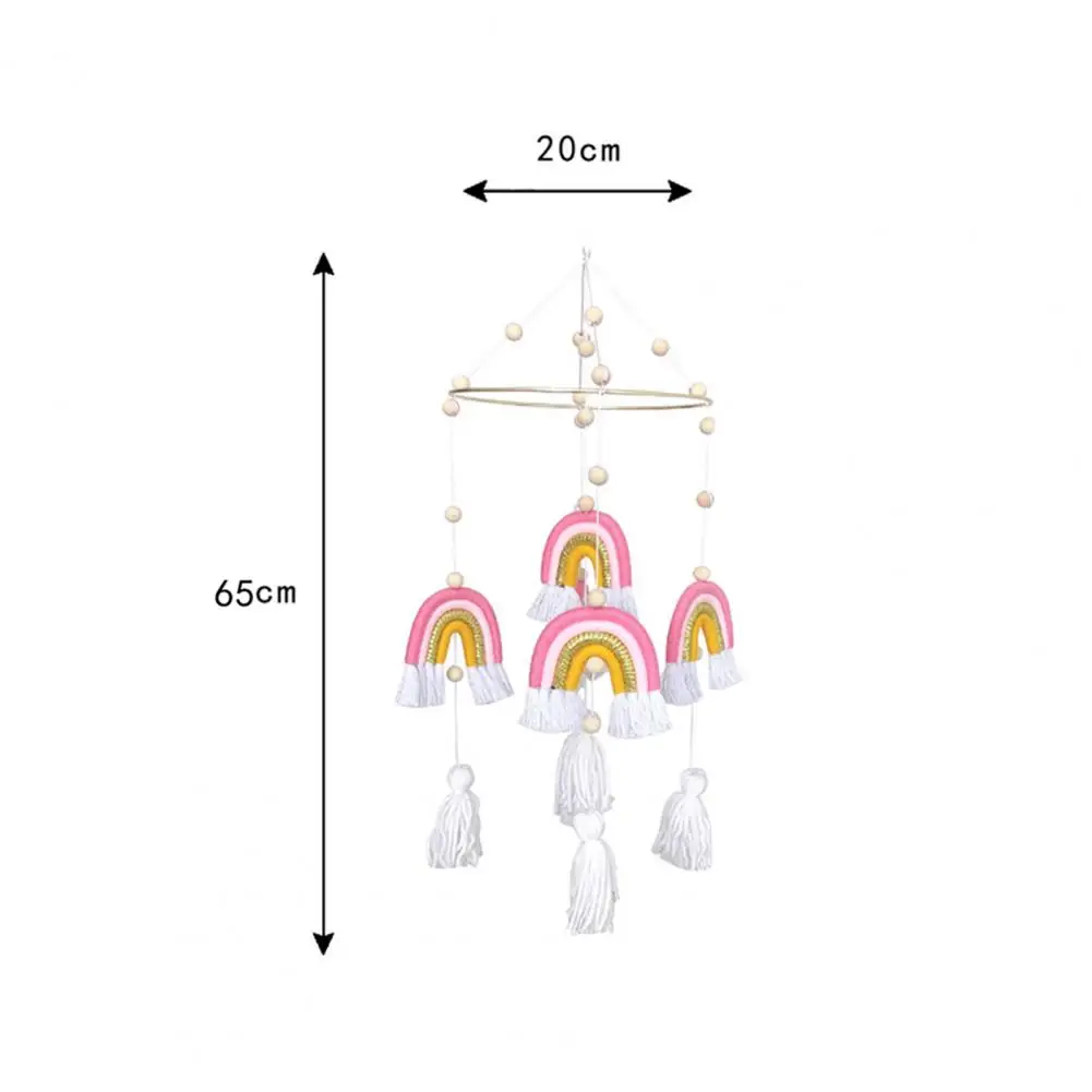 

Rainbow Hanging Woven Handmade Cotton Rope Playroom Colorful Small Tapestry for Bedroom