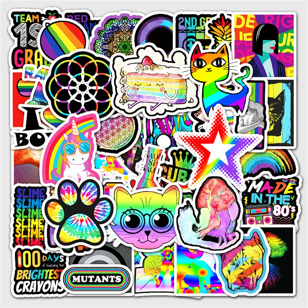 

10/30/50PCS/ Rainbow Department Graffiti Laptop Computer Guitar Motorcycle Luggage Skateboard Bike Waterproof Sticker Wholesale