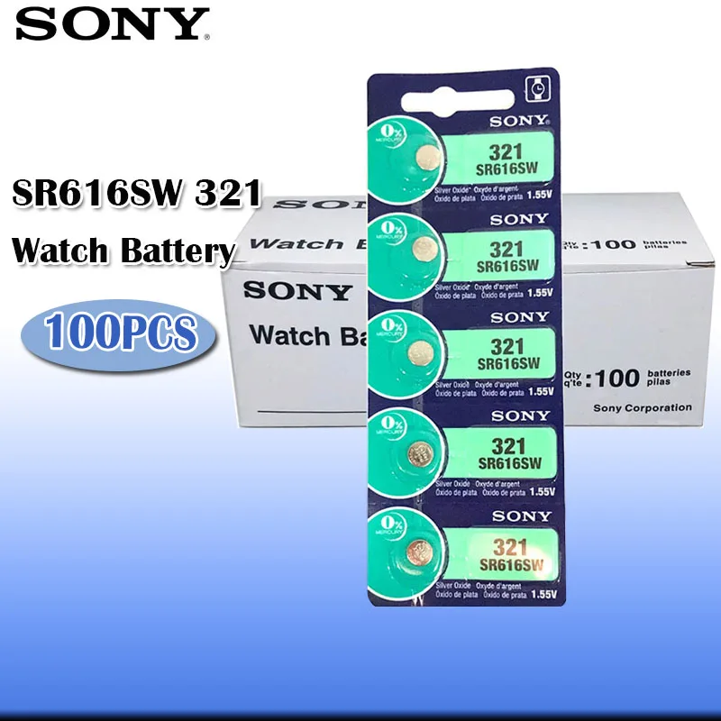 100 шт./лот 100% оригинал Sony 321 SR616SW оксид серебра часы батарея SR616 кнопка монета