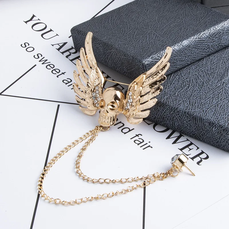 Новая панк Шаньтоу Ангел брошь крылья Кристалл кисточка цепь отворот булавка
