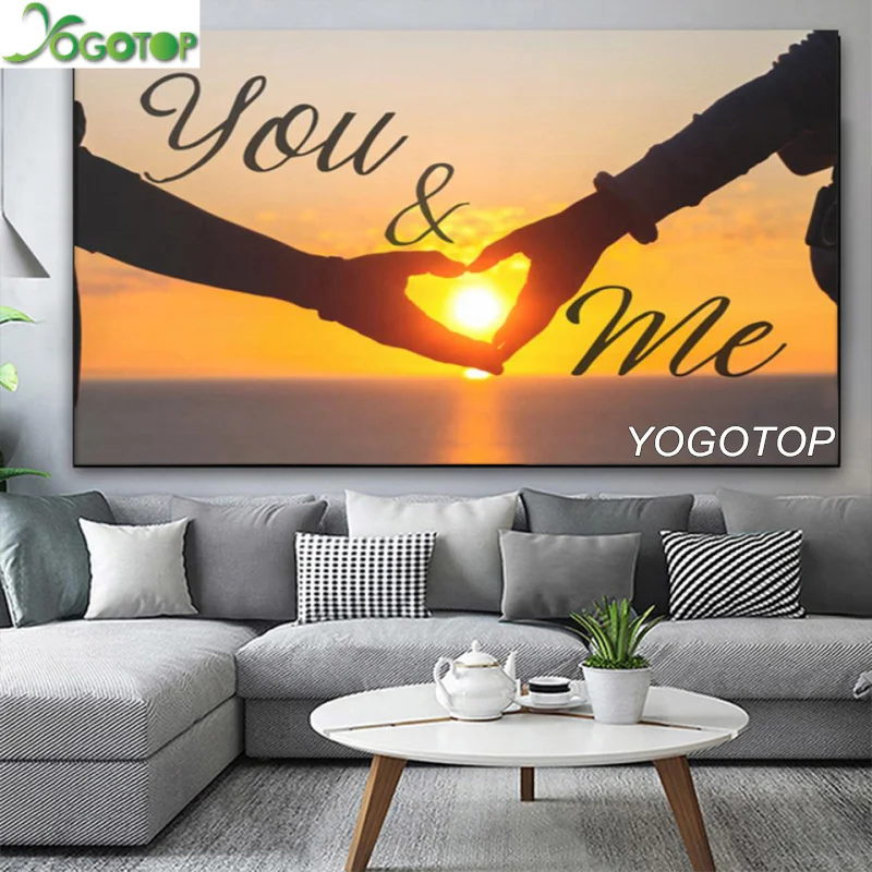 

100% полная квадратная круглая вышивка 5D алмазная живопись своими руками сердце текст закат Алмазная вышивка крестиком 3D домашний декор YY4451