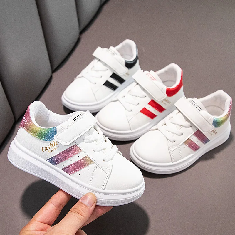 

Childrens Sneakers Fashion PU Leather Flat White Shoes for Kids Boys Outdoor Wear Girls Tennis Shoes Baby Walking Running Shoes
