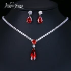 Модные роскошные красные каплевидные циркониевые африканские комплекты ювелирных изделий для вечерние для женщин с круглыми CZ свадьба комплект индийских драгоценностей лучший подарок