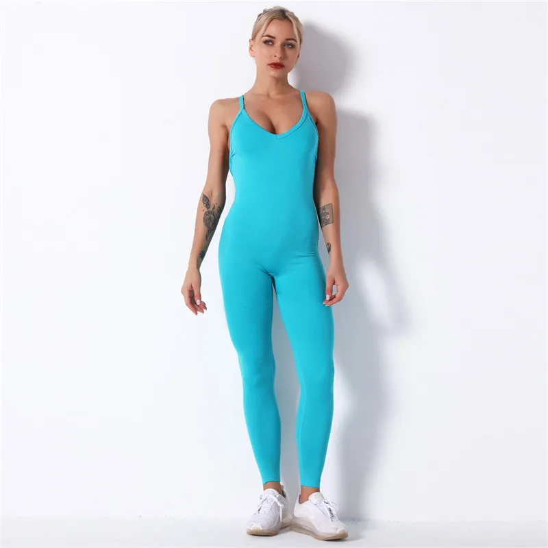 Hips Push Up Jumpsuit Sexy One Piece Yoga Suit Women Tracksuit Yoga High Waist Slim Sport Sets Backless Running Sportswear New