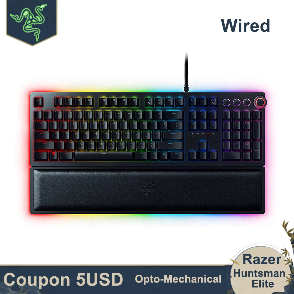 

Razer Huntsman Elite Gaming Keyboards Fastest Keyboards Linear Optical Switches RGB Lighting Magnetic Dedicated Media Keys Dial