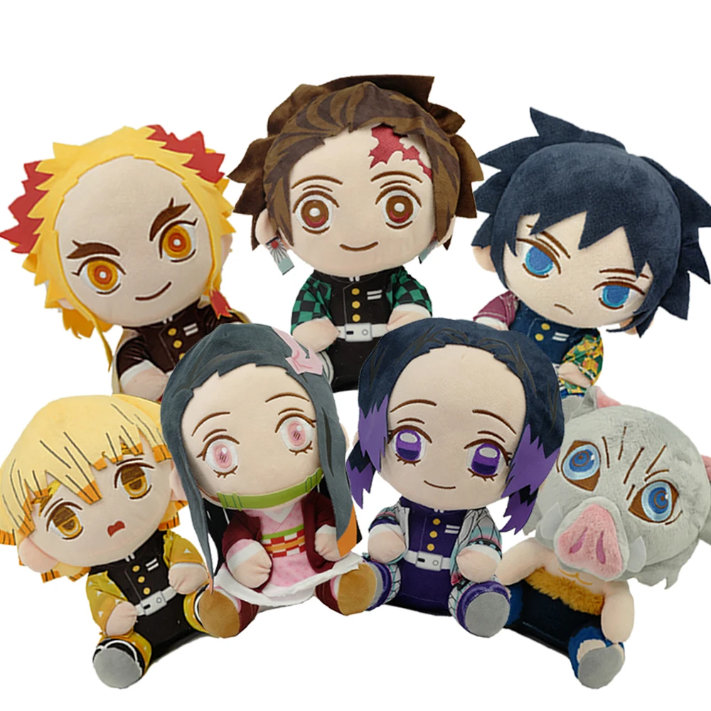 

20CM Anime Demon Slayer Figure Kamado Tanjirou Nezuko Action Figures Zenitsu Inosuke Kimetsu No Yaiba Model Plush Toy