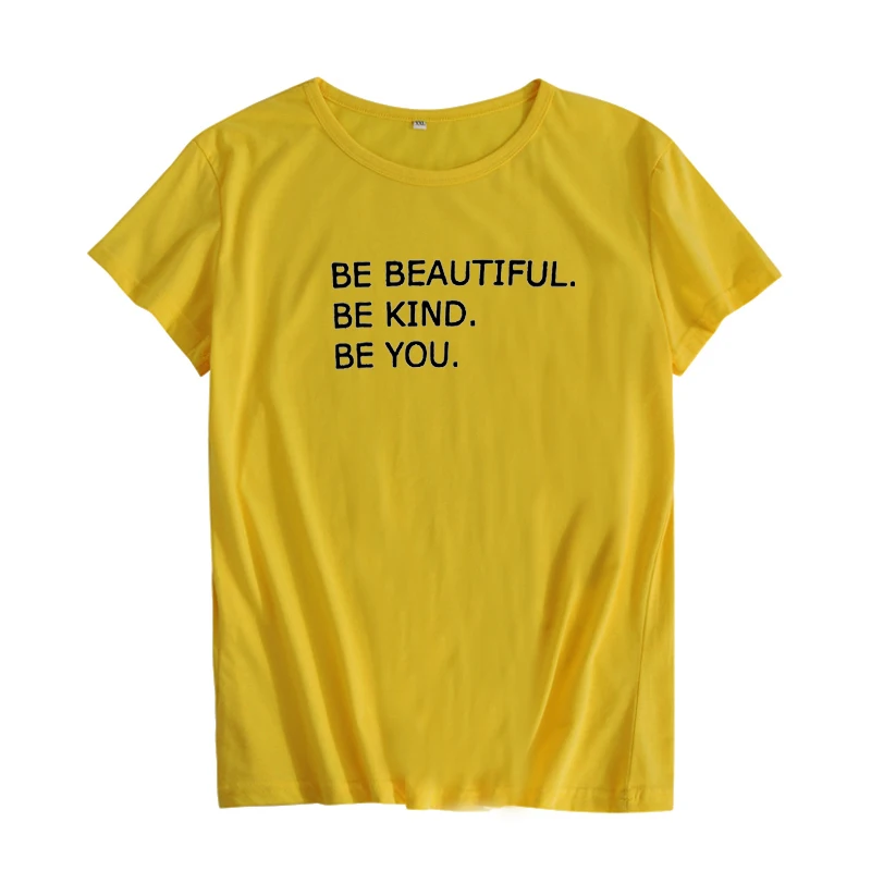 Be Beautiful Kind You Футболка женская Tumblr одежда хипстер слоган футболка черная белая