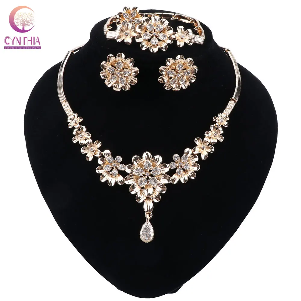CYNTHIA Изысканная роскошь Дубай ювелирные наборы золотого цвета Индия Нигерия