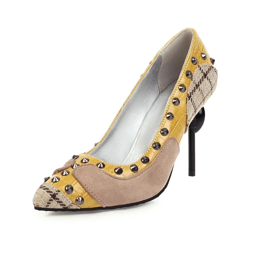 

Original Intention Fashion Matching Color Rivet Shoes Spring New Pointy Stiletto Party Shoes High Heels For Women Size 33-48