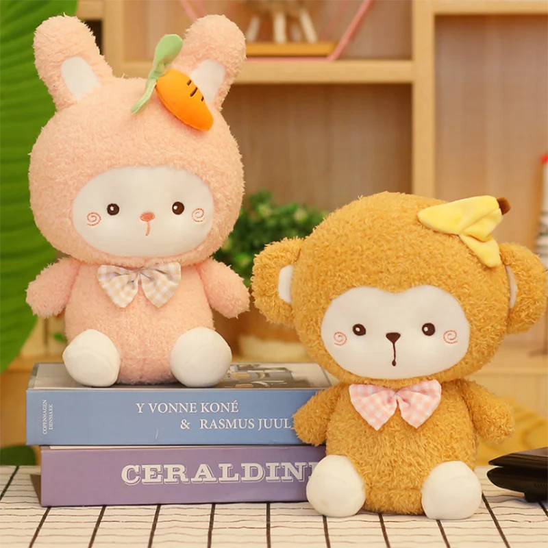 23/35cm Kawaii Fruit Cartoon Animals Banana Monkey Carrots Rabbits Cute White Lamb Sheep Plush Cuddly Toys for Baby Girl Kids |