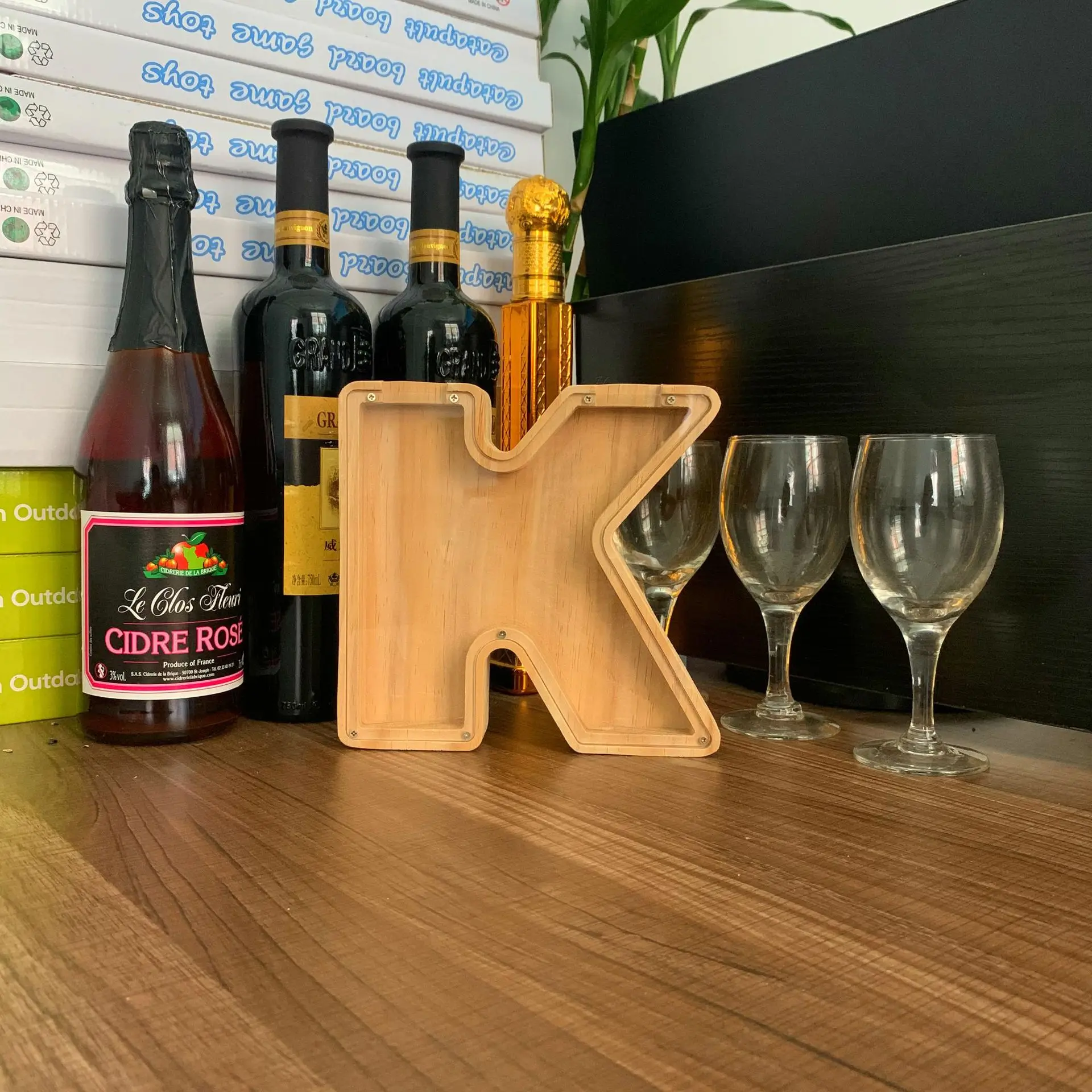 Копилка для монет с 26 буквами прозрачная стеклянная наклейка деревянная копилка