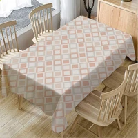 pink geometric plaid tablecloth home nordic grid modern table cloth thicken washable linen rectangular party dining table cover