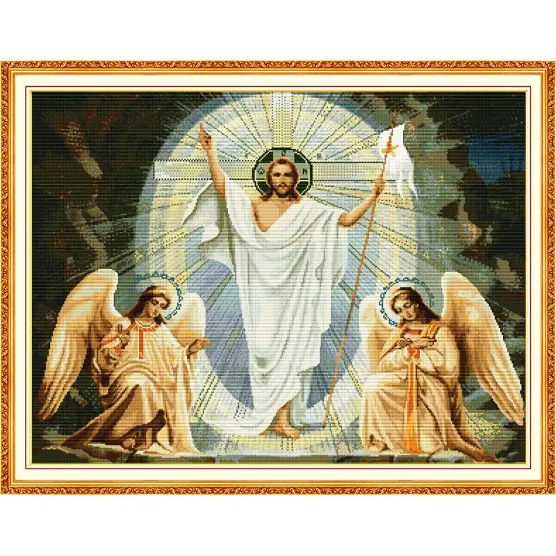 

Набор для вышивки «Joy Sunday», Набор для вышивки крестиком из холста с принтом «сделай сам», 14CT, DMC, с изображением Иисуса и ангелов, Подарочный д...