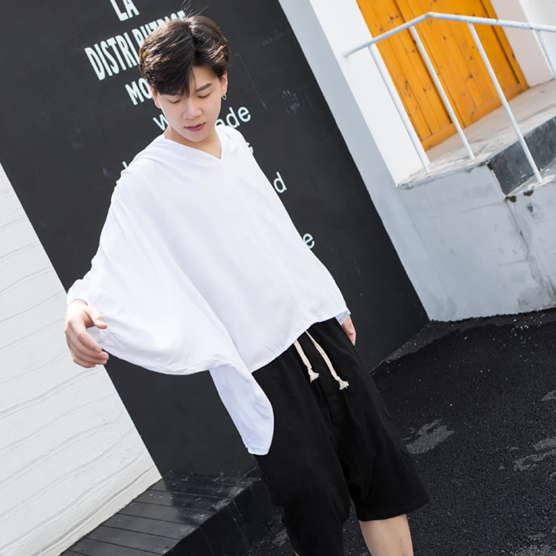 Летняя Свободная рубашка Феи в Корейском стиле летучая мышь хип хоп с длинными