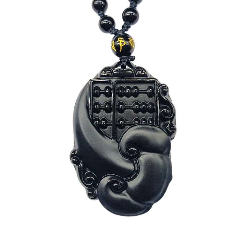 

Ожерелье RUYI с гравировкой из обсидиана, ювелирные изделия с драгоценными камнями, Мужская подвеска с цепочкой, ювелирные изделия из черного...