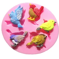 angrly new design 5 birds shape silicone cake mold 3d cute bird cake tools fondant decorating modelling tool silicone christmas