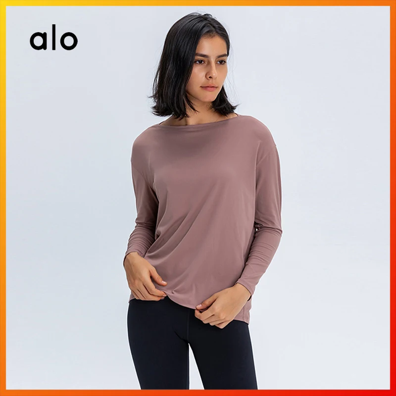 

Alo Yoga Women's Autumn and Winter New Long Sleeve Sports Yoga T-shirt Running Fitness Sports Top Gym Outdoor Leisure DS010