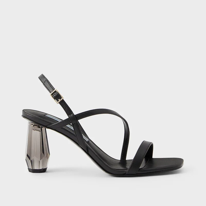 

Female Sandal Open Toe Comfort Shoes for Women Buckle Strap 2021 Summer Girls Peep Beige Low Square Plastic New Solid Scandals P