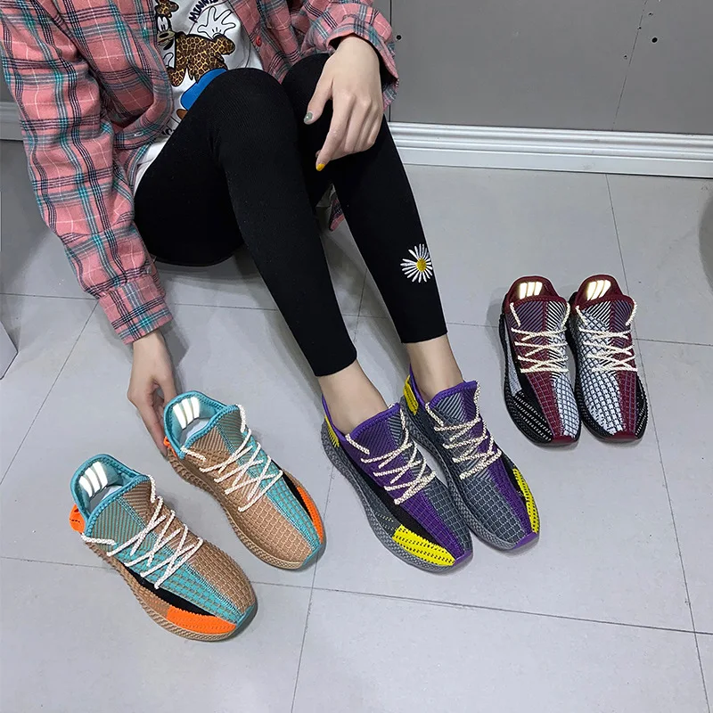 Женские кроссовки на плоской подошве повседневные модные сетчатые спортивные