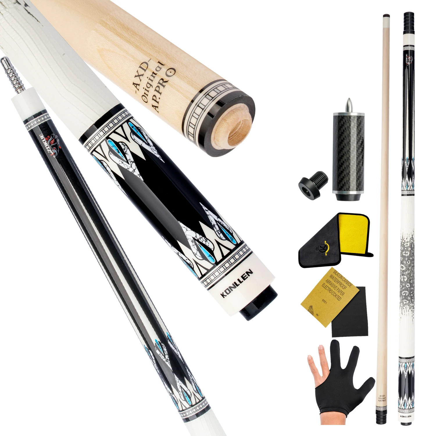 

KONLLEN Dragon-2 Pool Cue Stick Series Canadian Maple Shaft 9 Ball 13mm Tiger Everest Tip 3/8*8 Lock Wood Joint Pin Billiard Kit