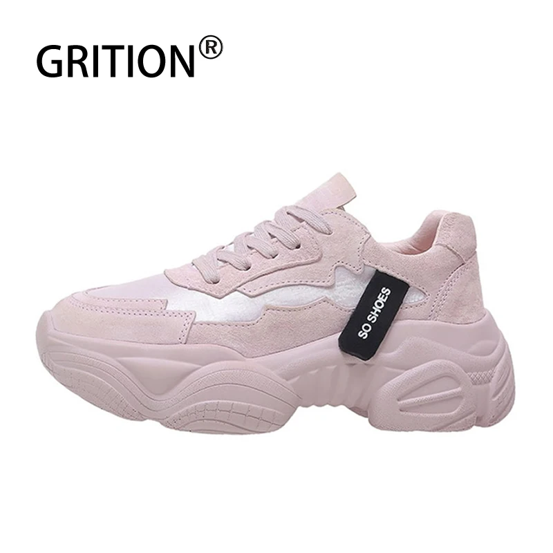 

GRITION женские кроссовки для бега из искусственной замши на платформе на толстом высоком каблуке со шнуровкой женские кроссовки для трениров...