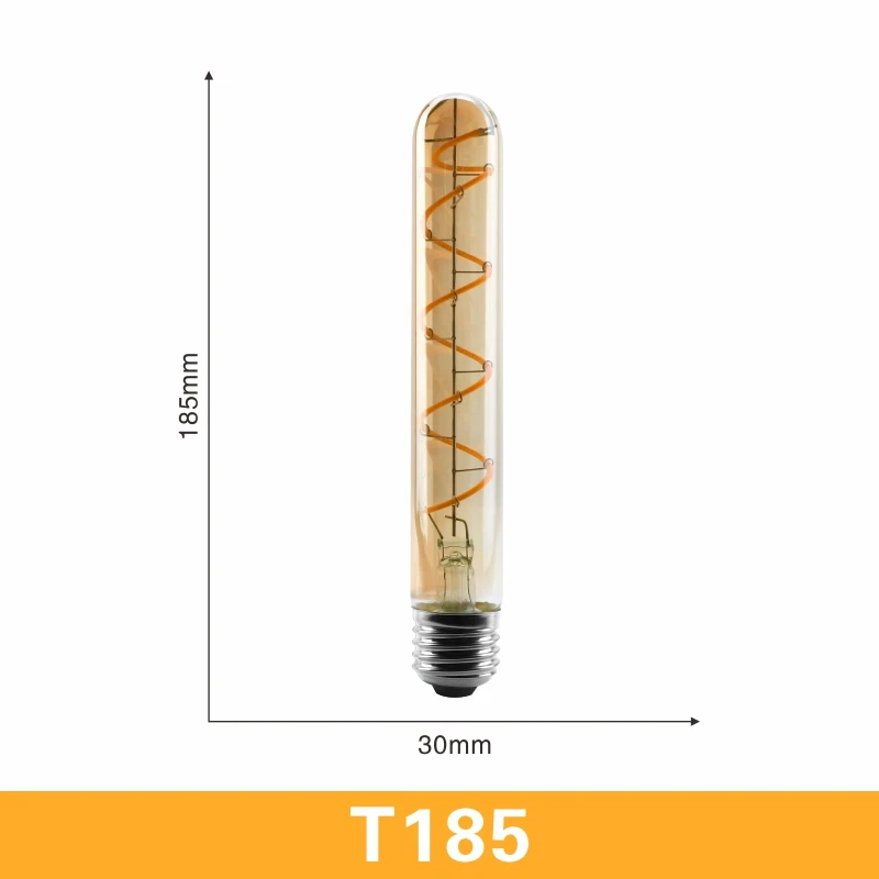 T185 LATTUSO T45 ST64 G80 G95 G125 спиральная Светодиодная лампа накаливания 4 Вт E27 Ретро Винтажные лампы декоративное освещение лампа Эдисона с регулируемой яркостью - Испускаемый цвет: T185