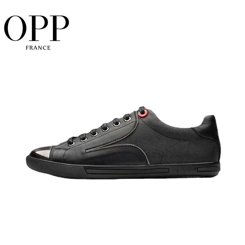

OPP Punk Rivet Metal Zip Mens Shoes Loafers For Men Cow Leather Flats Shoes Casual Shoes Leather Loafers footwear