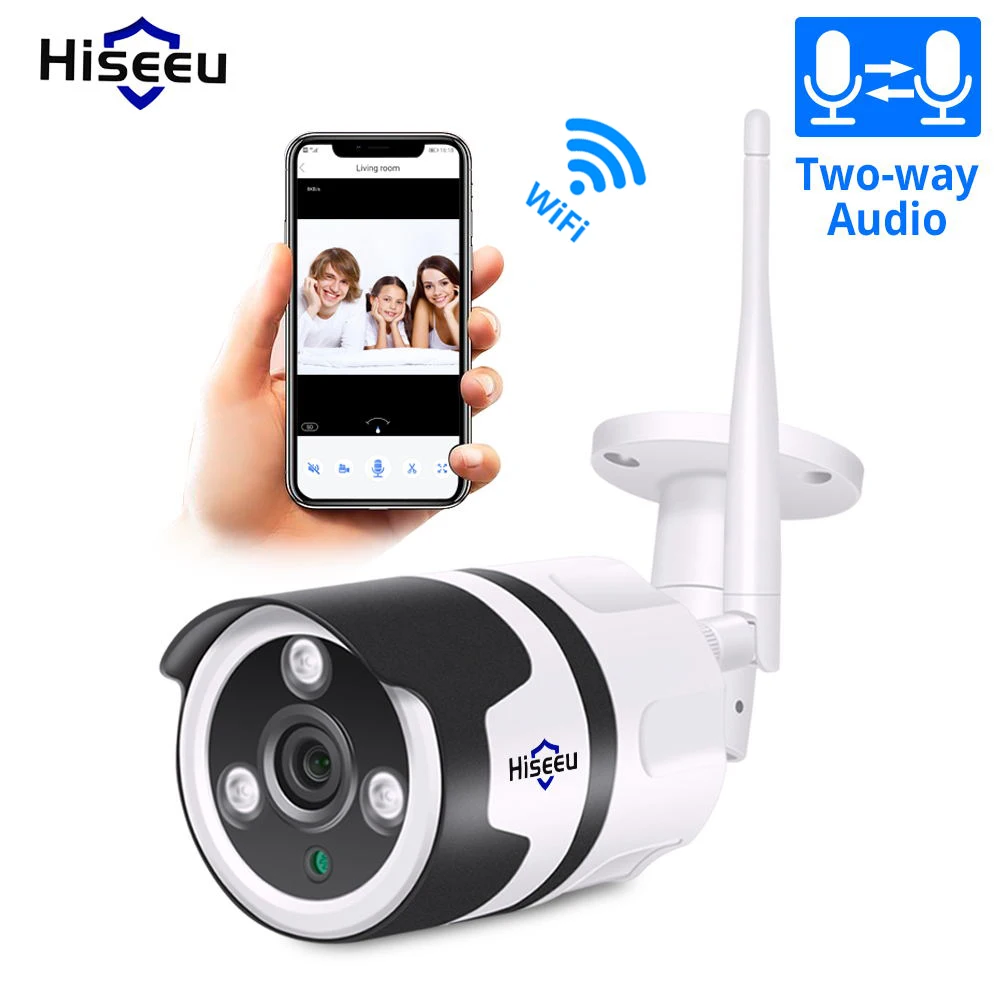 Hiseeu wifi уличная IP камера 1080P 720P Водонепроницаемая 2.0MP беспроводная камера безопасности металлическая двухсторонняя аудио TF карта Запись P2P пуля