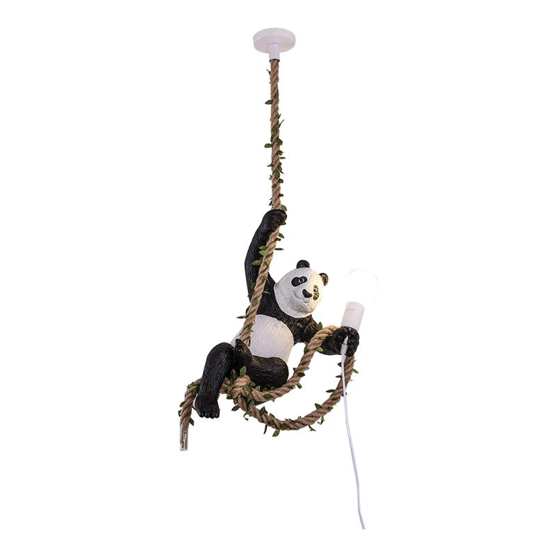 

Resin Black Monkey Lamp Pendant Lights Panda Pendant Lamp For Living Room Lamps Art Parlor Study Room lustre With E27 LED Bulb