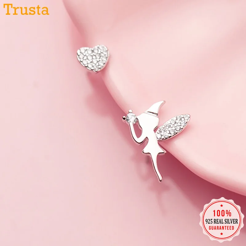 Trusta Подлинная искусственная Серебряная Милая сердце сказочное крыло