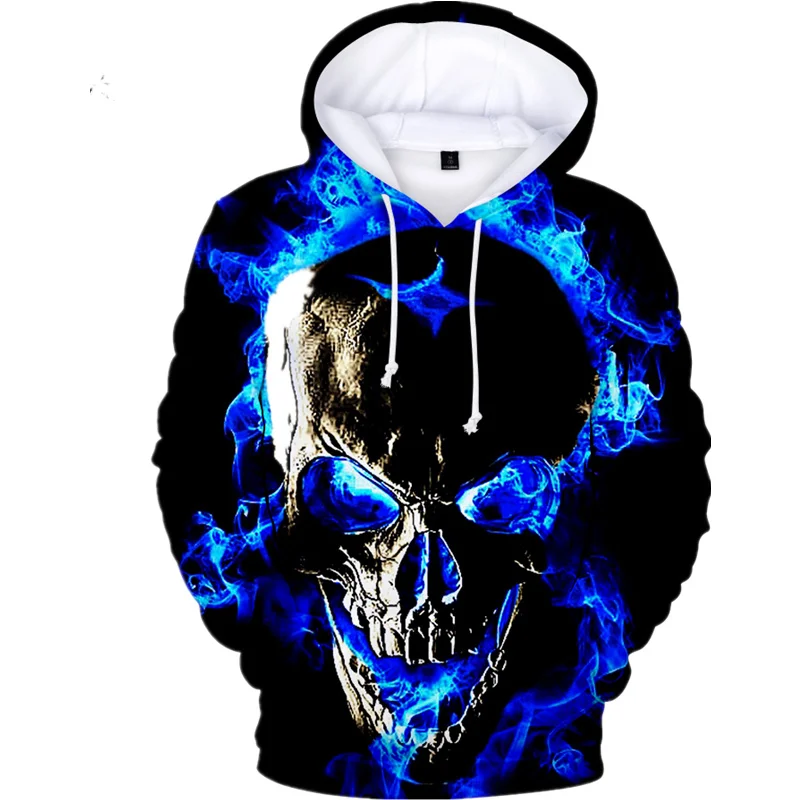 

2021 Skull Hoodie Men's Boy Hoody Ms. Girl Sweatshirt Full Print 3D Fire and Skull Hip Hop Street Wearing Pullover Hoodies Top