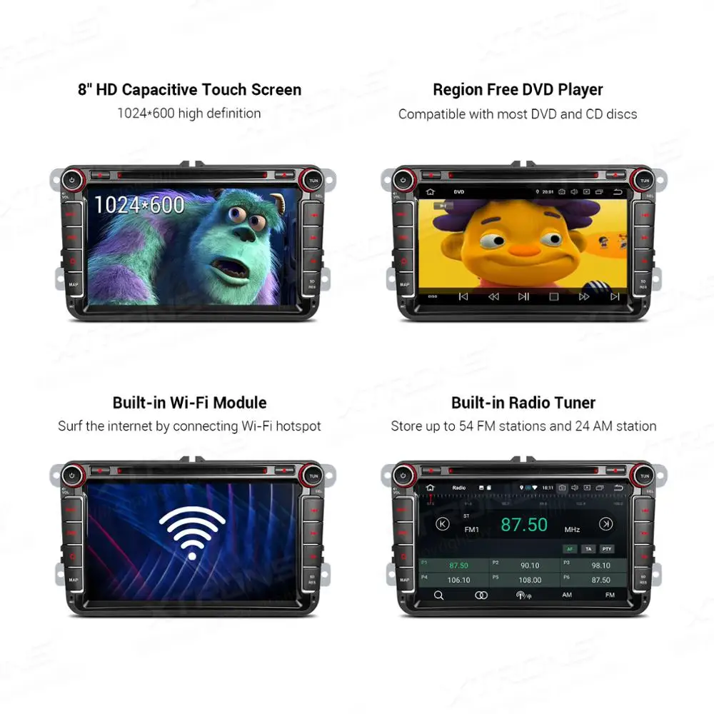 Автомобильный DVD-плеер XTRONS на Android 10 0 PX5 с радио и GPS для VW Volkswagen Golf Passat Touran Tiguan Sharan