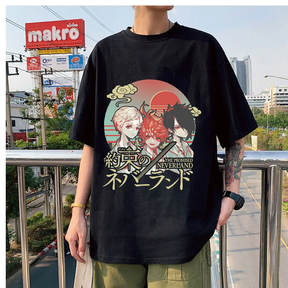 

Hot Sale The Promised Neverland Print Comfortable New Style Streetwears Couple Summer High Quality T -Shirt Oversized Unisex Tee