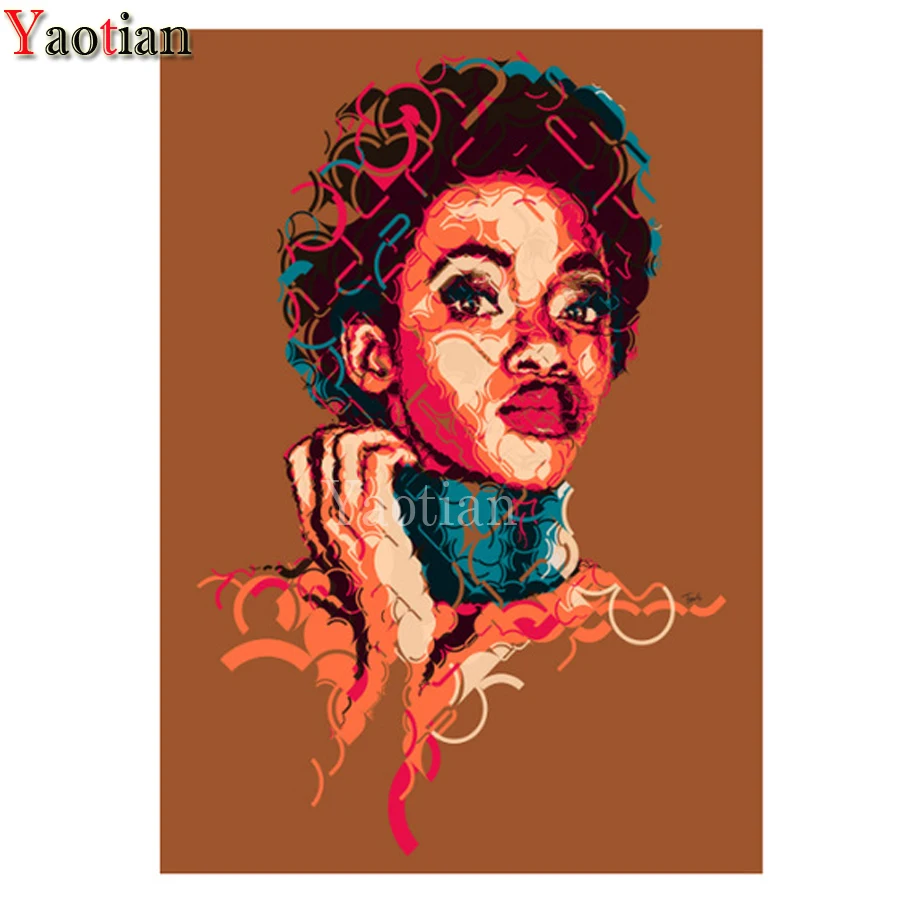 

DIY Diamond Embroidery African woman full Round square Diamond Pictures Of Rhinestone Embroidery Diamond painting cross stitch