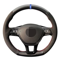 car steering wheel cover black carbon fiber suede for volkswagen vw golf 7 mk7 new polo jetta passat b8 tiguan