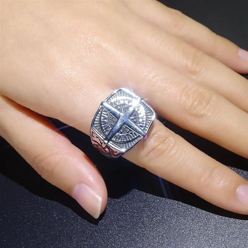 

Men's Women's Geometric Universal Ring Round Cross Exquisite Retro Hip Hop Rock Punk Style Boy Decoration Gift Wholesale