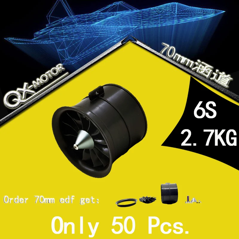 

QX-Motor 70mm EDF 2.7kg Pull Force 2200KV 12-Blade Multi-Blade Fan Brushless Motor 6S For RC Airplane Model Drone Accessories
