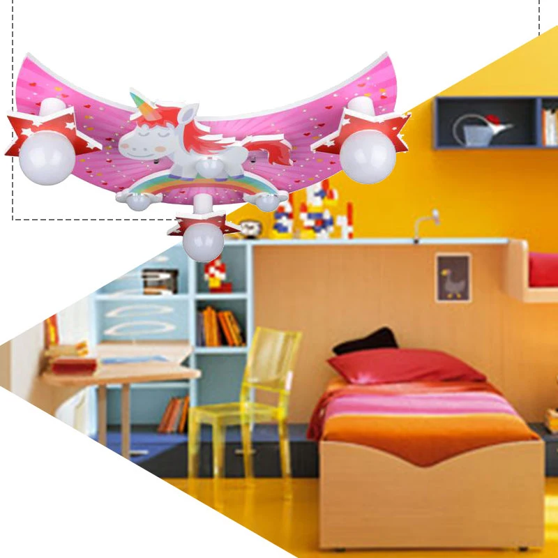 Современная мультяшная Подвесная лампа с радужной лошадкой для детской спальни