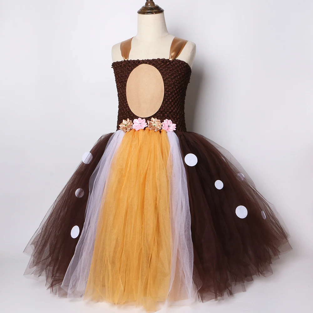 В виде снежинок и оленей платье-пачка с повязкой на голову Коричневая прозрачная