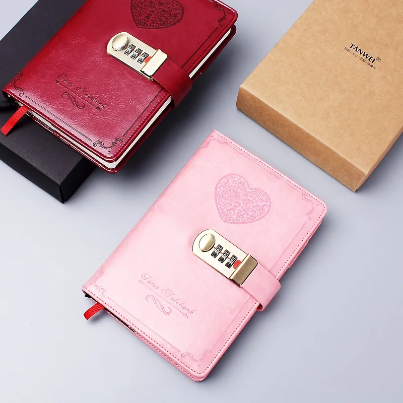 Дневник B6 книжка с кодом и замком ретро блокнот дорожный школьный подарок для