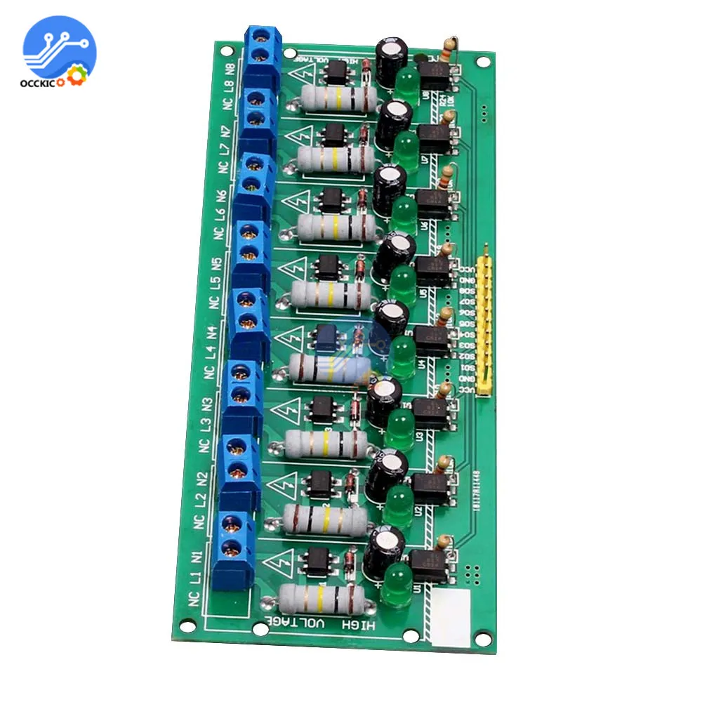 AC 220V MCU TTL уровень 8 канальная оптопара изоляционная испытательная плата