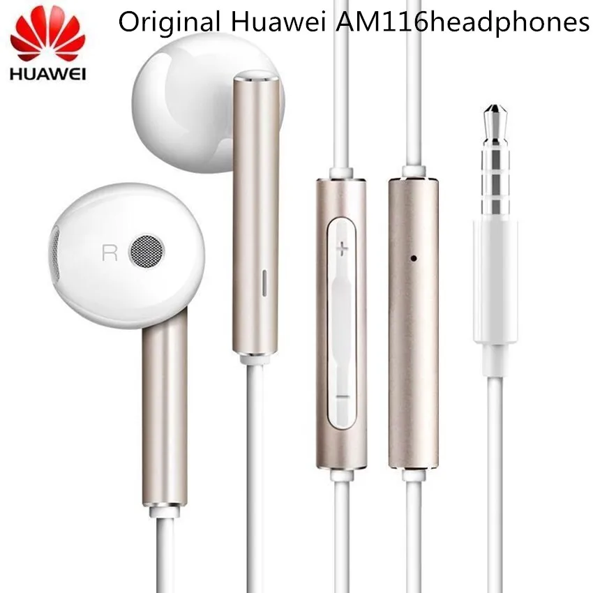 Высококачественные наушники Huawei AM116 металлические с микрофоном и регулировкой