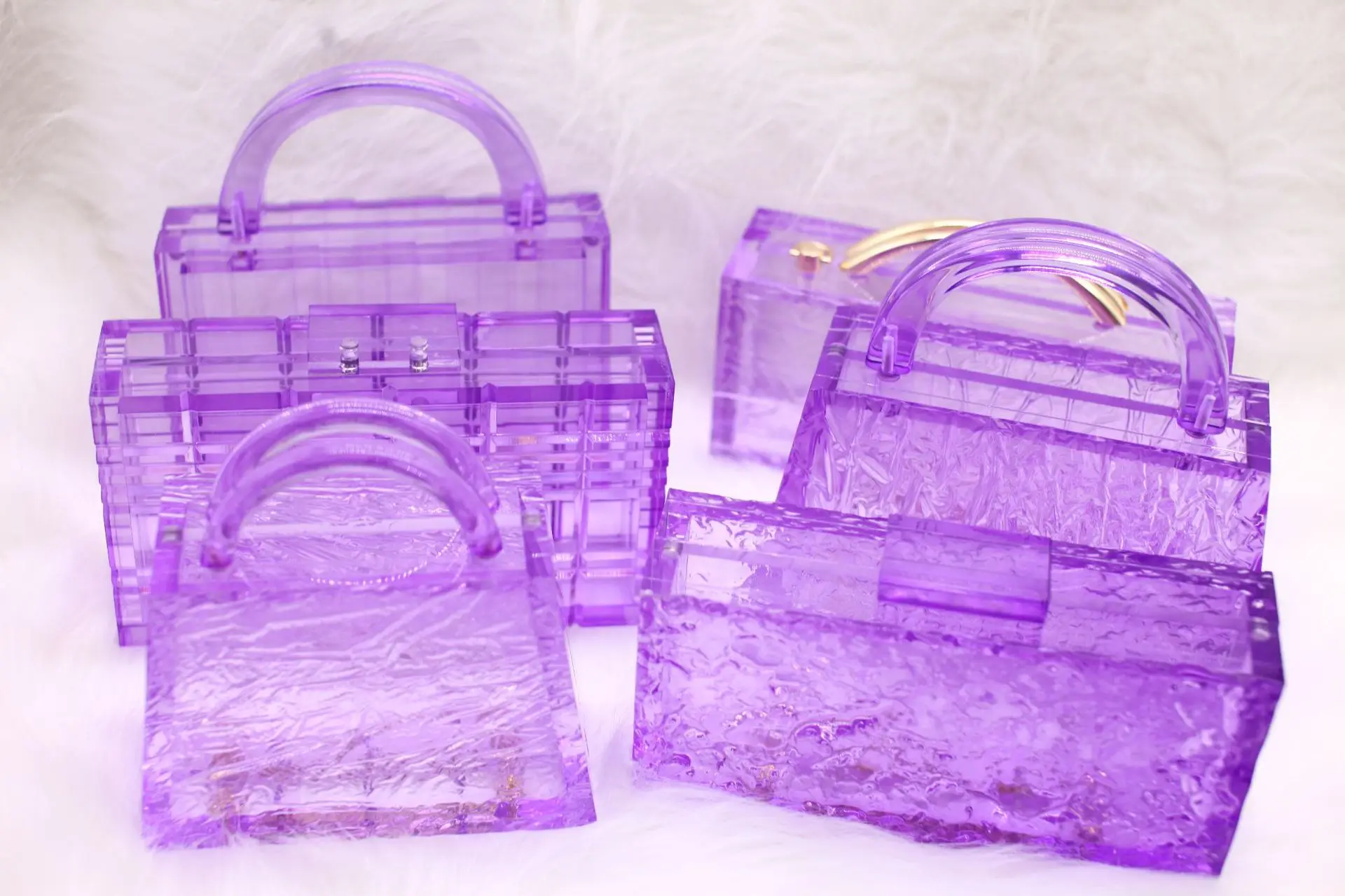 Women bag Fashion Clear Jelly Clutch Purse Transparent Handbag Acrylic bags Handle Wallet Beach Summer Party Evening Bag Totes