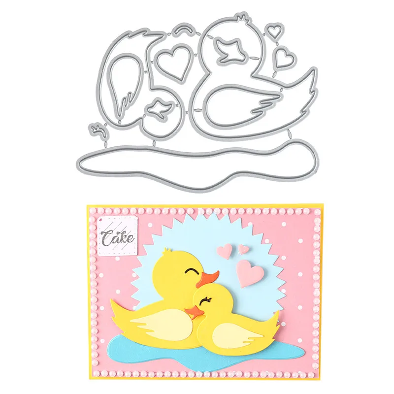 YaMinSanNio Cute Pair of Little Yellow Ducks Metal Cutting Dies Scrapbooking Card Making Embossing Stencil Die Cut Template 2019 | Дом и сад